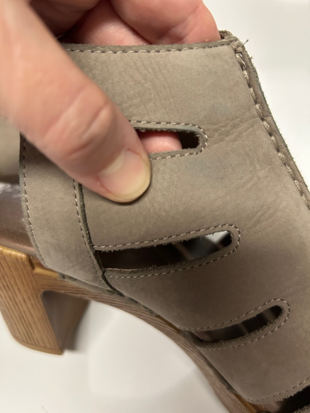 Dansko Demetra Taupe Block Heel Cutout Peep-Toe Sandals - Picture 6 of 7